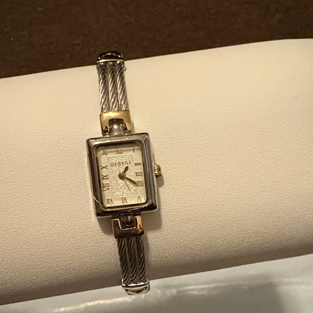 George Two-Tone Silver and Gold Cable Bracelet Ladies Watch